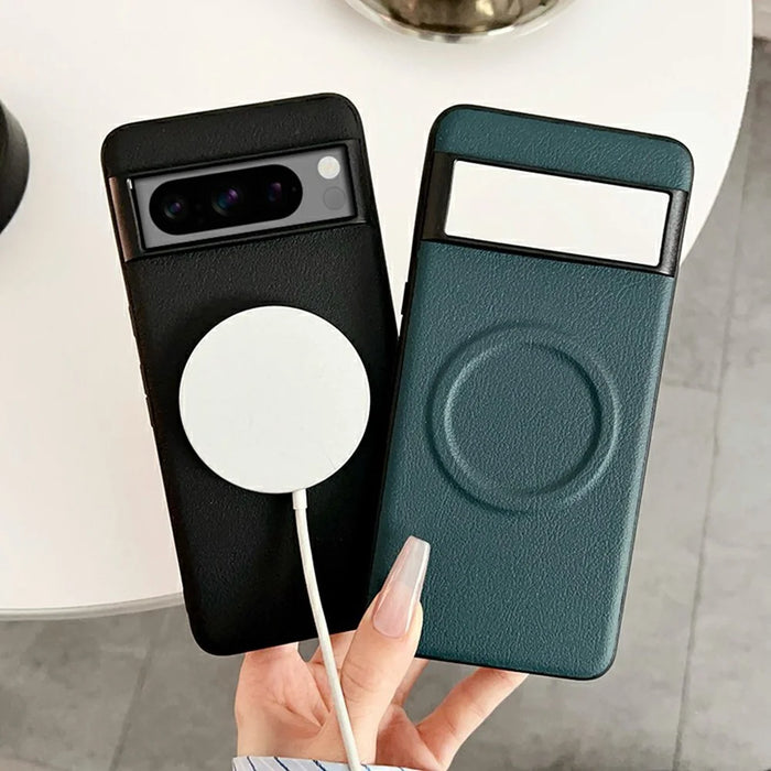 For Google Pixel 8 Pro Magnetic Case PU + TPU Phone Back Cover - Black - 2