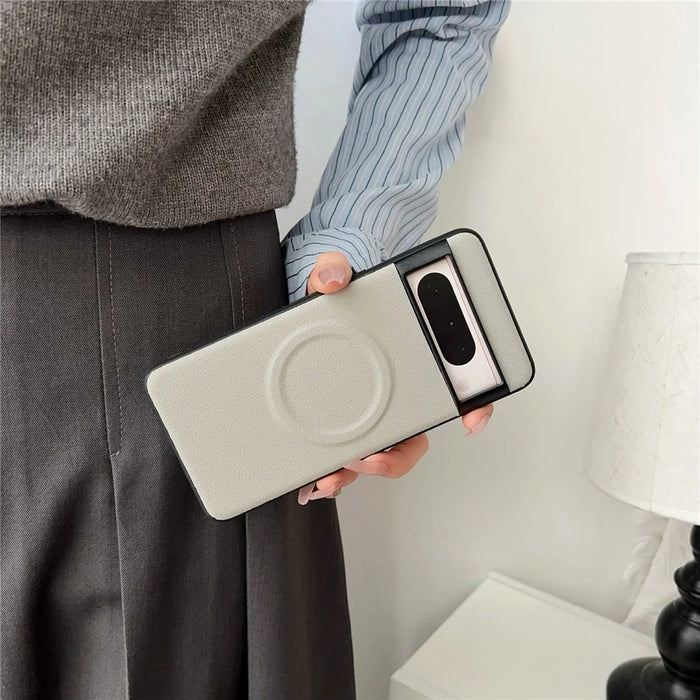 For Google Pixel 8 Pro Magnetic Case PU + TPU Phone Back Cover - Black - 3