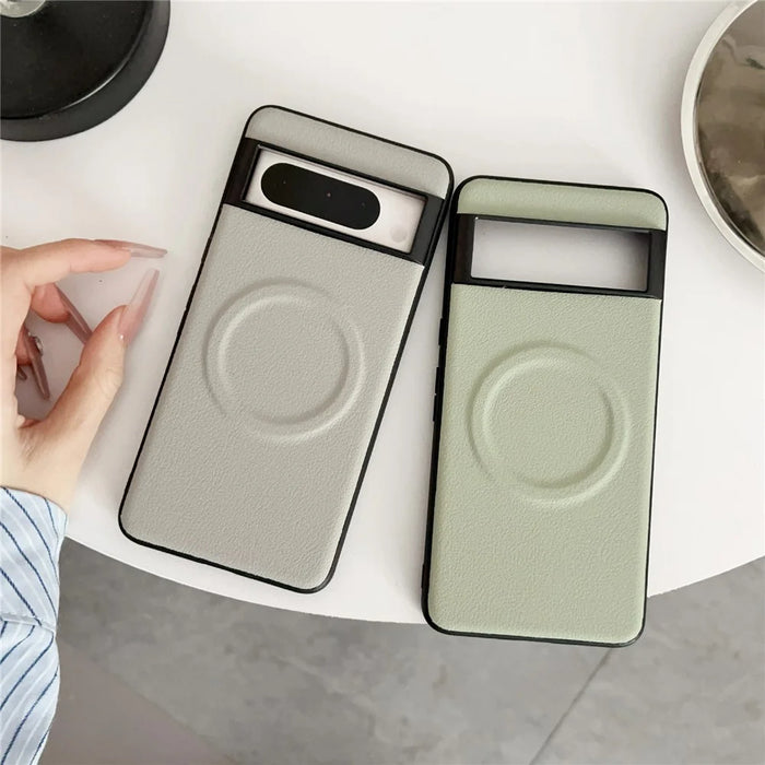 For Google Pixel 8 Pro Magnetic Case PU + TPU Phone Back Cover - Black - 4