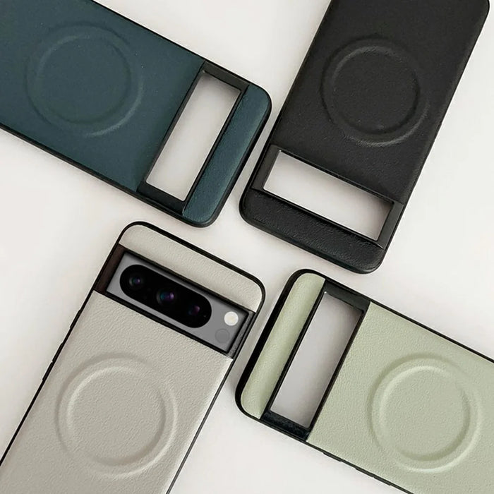 For Google Pixel 8 Pro Magnetic Case PU + TPU Phone Back Cover - Black - 5