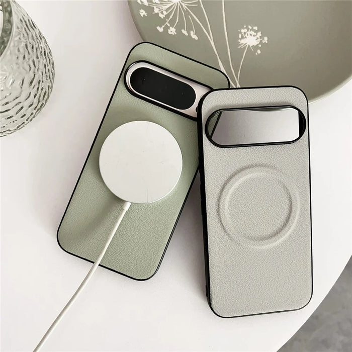 For Google Pixel 9 Pro  /  Pixel 9 Magnetic Case PU + TPU Phone Back Cover - White - 2