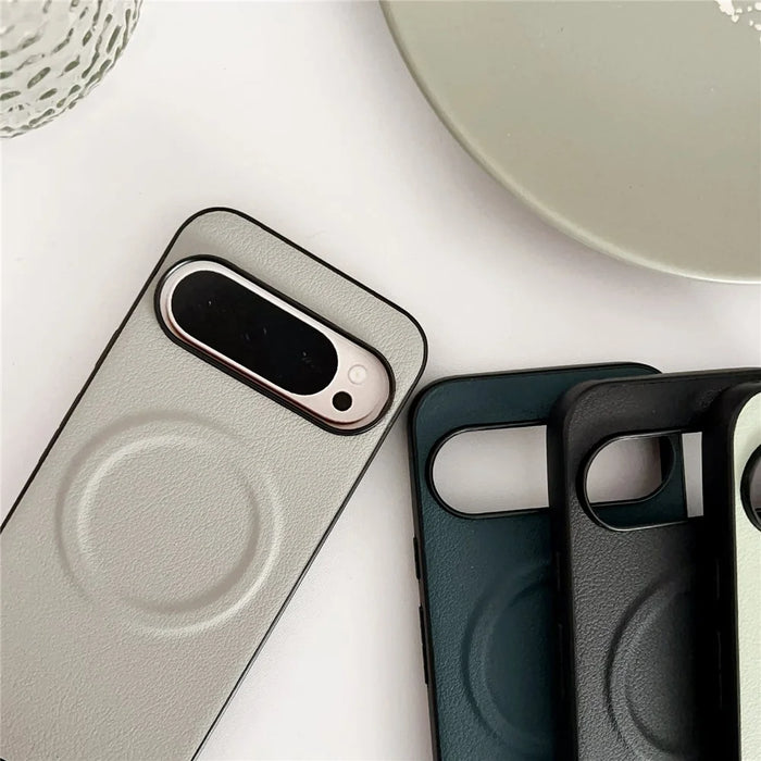 For Google Pixel 9 Pro  /  Pixel 9 Magnetic Case PU + TPU Phone Back Cover - White - 4