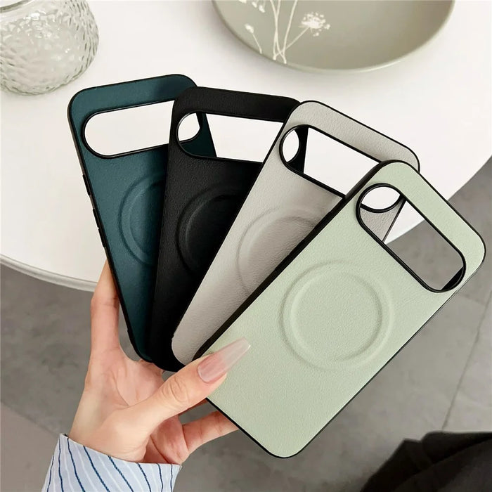 For Google Pixel 9 Pro  /  Pixel 9 Magnetic Case PU + TPU Phone Back Cover - White - 5