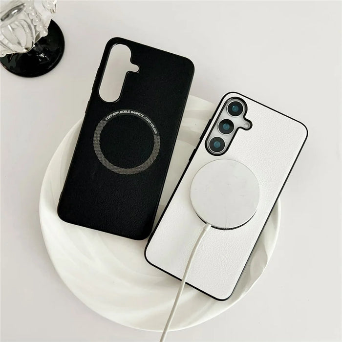 For Samsung Galaxy S25+ Magnetic Case Anti-Drop PU Leather + TPU Cover - White - 2