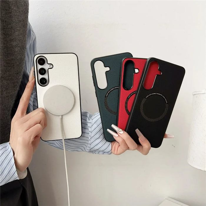 For Samsung Galaxy S25+ Magnetic Case Anti-Drop PU Leather + TPU Cover - White - 7