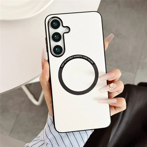 For Samsung Galaxy A26 5G Magnetic Case Anti-Drop PU Leather + TPU Cover - White - 1