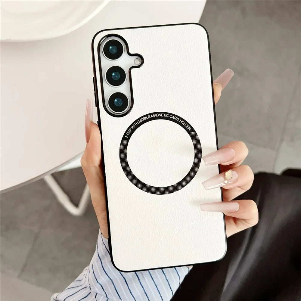 For Samsung Galaxy A36 5G Case Anti-Drop PU Leather+TPU Cover Magnetic Case - White - 1