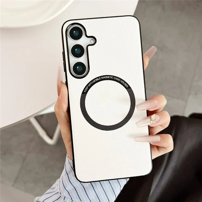For Samsung Galaxy A36 5G Case Anti-Drop PU Leather+TPU Cover Magnetic Case - White - 1