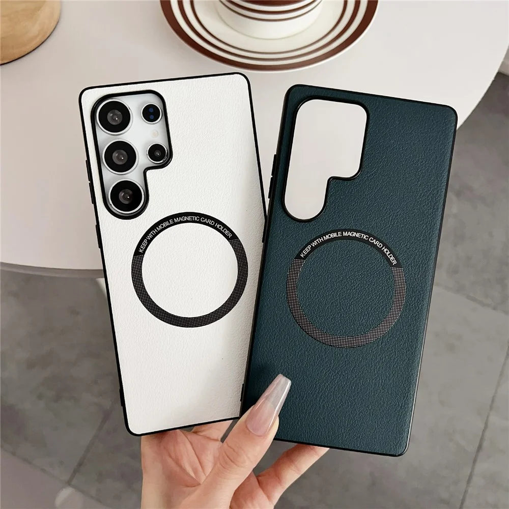 For Samsung Galaxy S25 Ultra Magnetic Case Anti-Drop PU Leather + TPU Cover - Red - 3