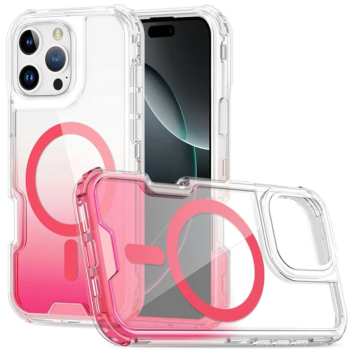 For iPhone 16 Pro Max Case Compatible with MagSafe Gradient Color TPU + PC Phone Back Cover - Gradient Pink - 1