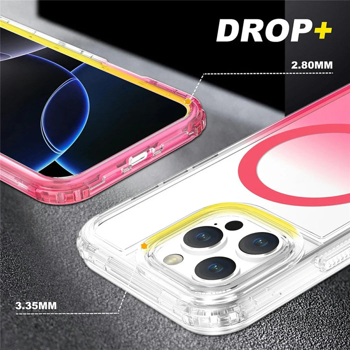 For iPhone 16 Pro Max Case Compatible with MagSafe Gradient Color TPU + PC Phone Back Cover - Gradient Pink - 4