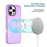 For iPhone 16 Pro Max Magnetic Case IMD TPU + PC Phone Back Cover with Metal Lens Frame - Purple - 5