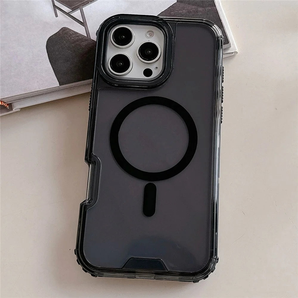 For iPhone 16 Pro Max Case Compatible with MagSafe TPU PC Detachable Phone Back Cover - Black - 1