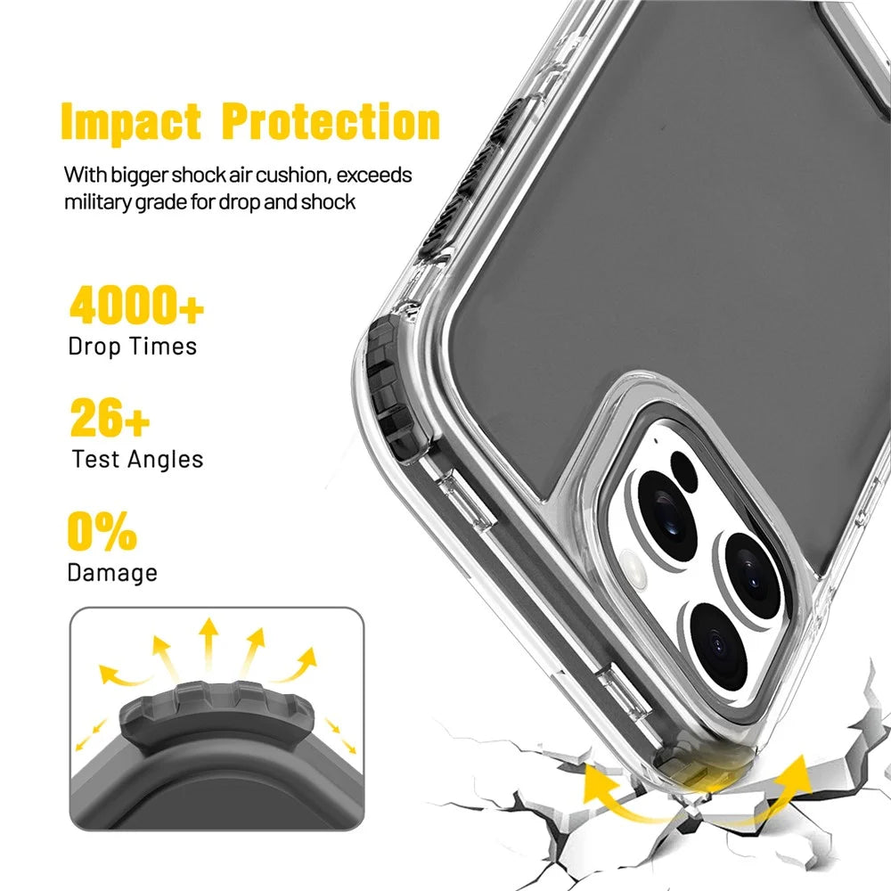 For iPhone 16 Pro Max Case Detachable Design Soft TPU + Clear PC Phone Back Cover - Black - 3