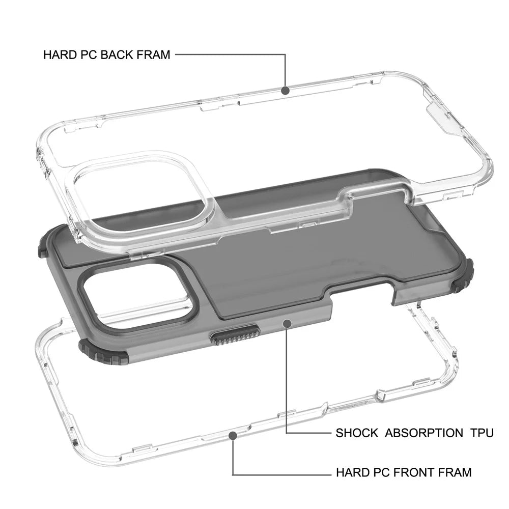 For iPhone 16 Pro Max Case Detachable Design Soft TPU + Clear PC Phone Back Cover - Black - 5