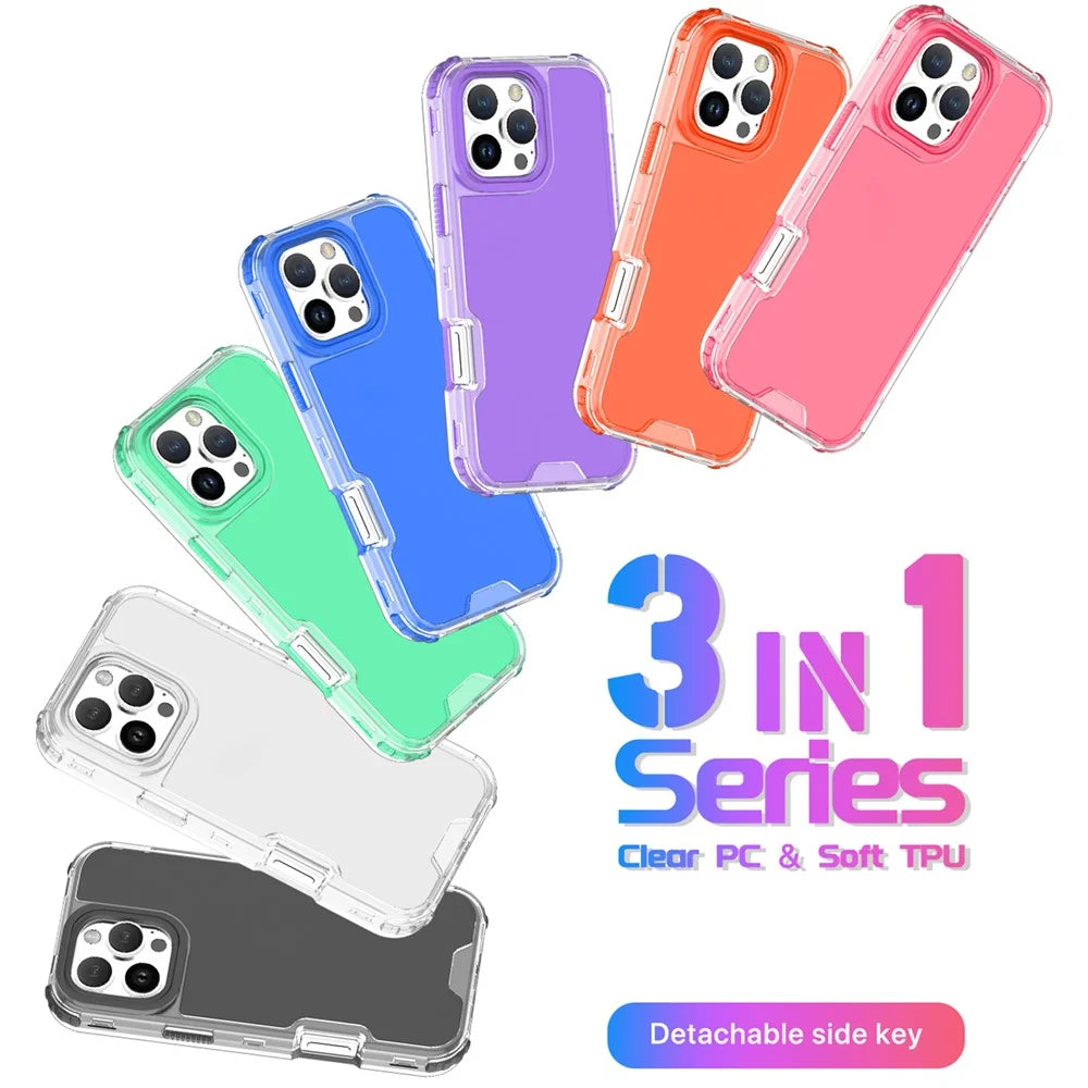 For iPhone 16 Pro Max Case Detachable Design Soft TPU + Clear PC Phone Back Cover - Black - 6