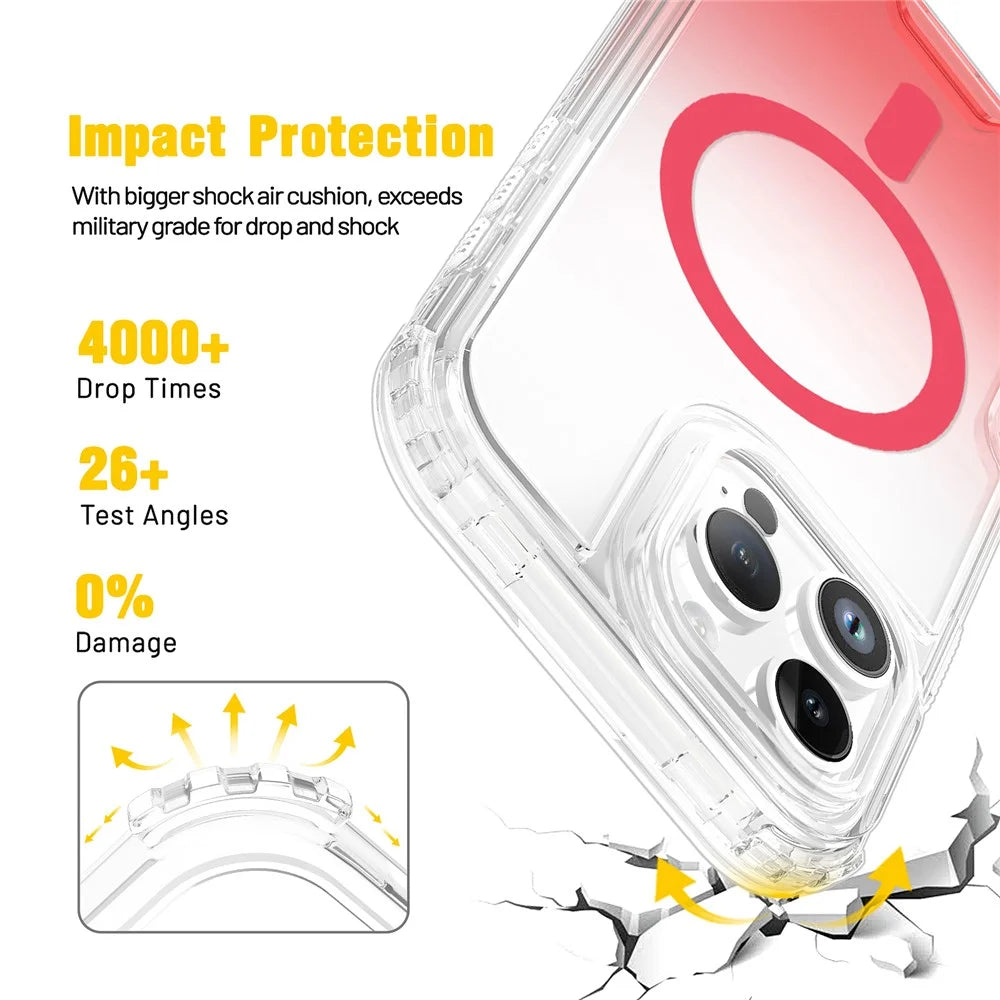 For iPhone 16 Pro Case Compatible with MagSafe Gradient Color TPU + PC Phone Back Cover - Gradient Pink - 4