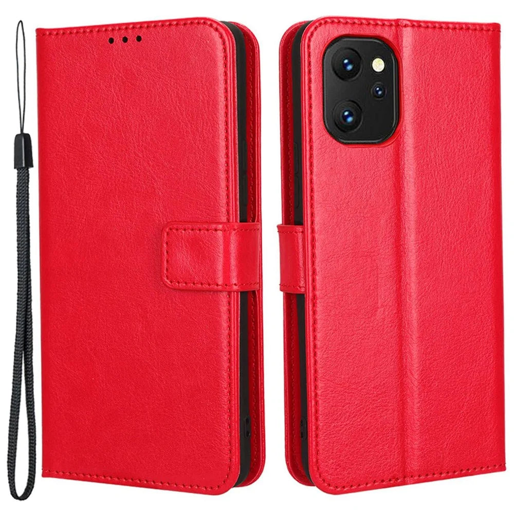 For Umidigi F3 4G / F3 5G  /  F3 SE  /  F3S PU Leather Anti-Fall Case Crazy Horse Texture Anti-dust Wallet Phone Cover with Stand - Red - 1
