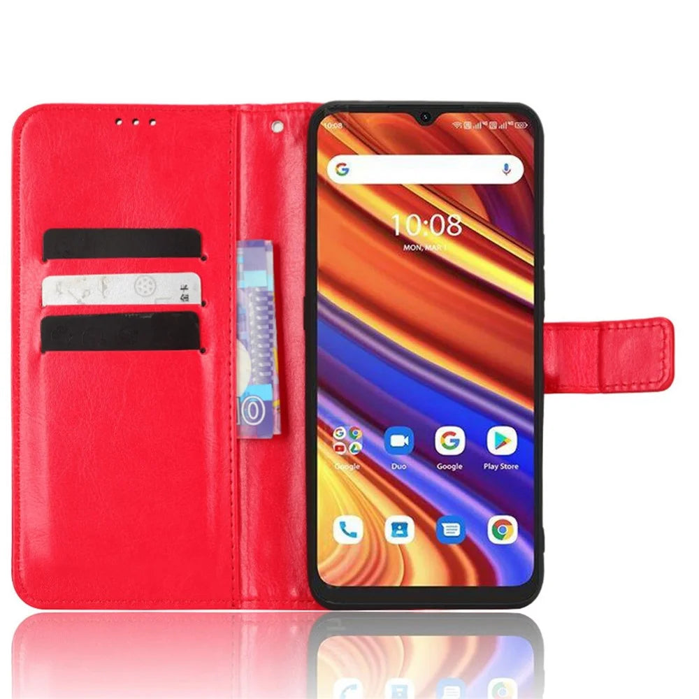 For Umidigi F3 4G / F3 5G  /  F3 SE  /  F3S PU Leather Anti-Fall Case Crazy Horse Texture Anti-dust Wallet Phone Cover with Stand - Red - 2