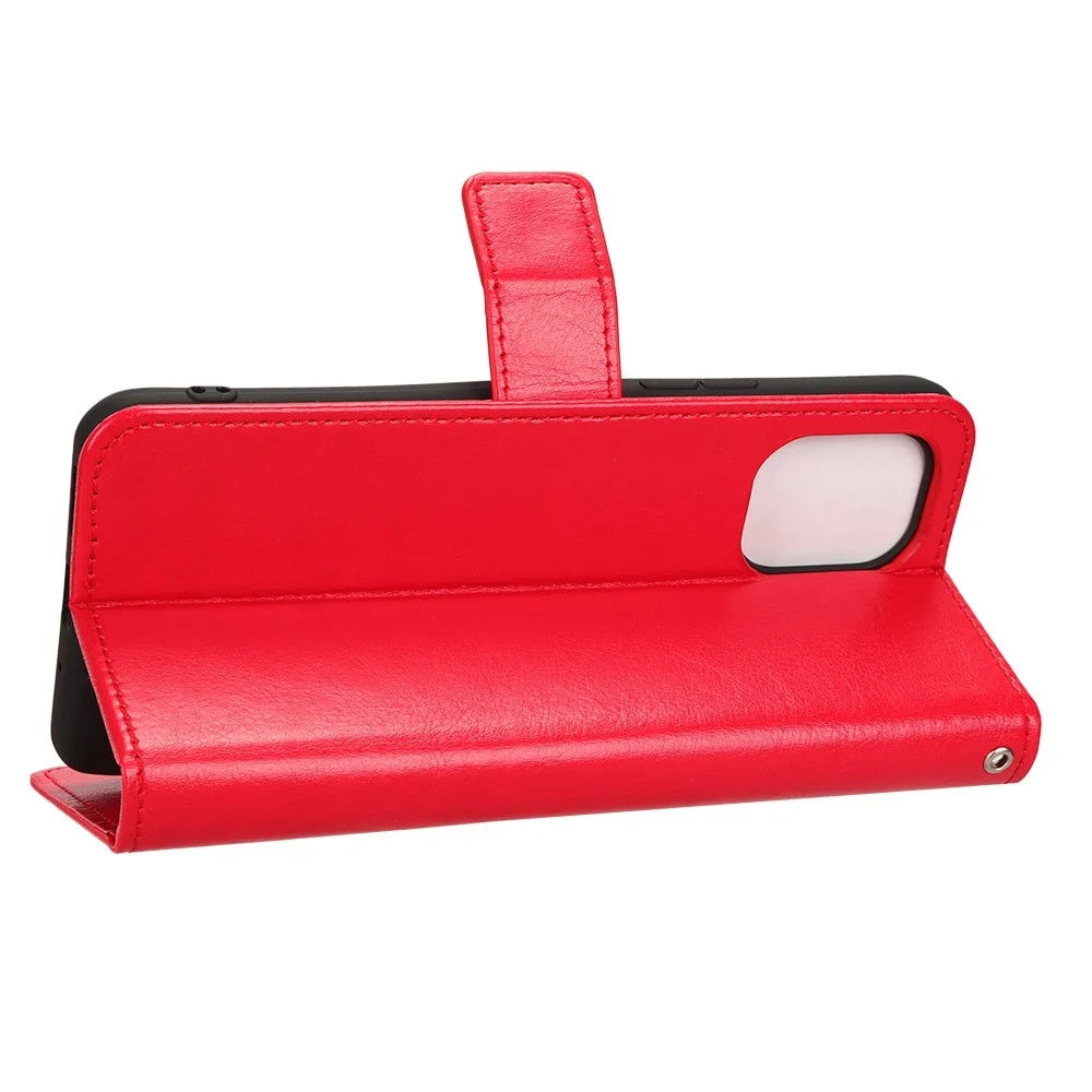 For Umidigi F3 4G / F3 5G  /  F3 SE  /  F3S PU Leather Anti-Fall Case Crazy Horse Texture Anti-dust Wallet Phone Cover with Stand - Red - 4