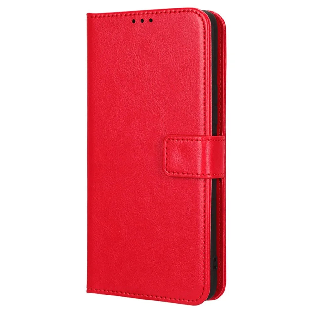 For Umidigi F3 4G / F3 5G  /  F3 SE  /  F3S PU Leather Anti-Fall Case Crazy Horse Texture Anti-dust Wallet Phone Cover with Stand - Red - 6