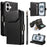 For iPhone 16 Case with Multi-Card Holder and Strap PU Leather Phone Cover Stand - Black - 1