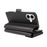 For iPhone 16 Case with Multi-Card Holder and Strap PU Leather Phone Cover Stand - Black - 5
