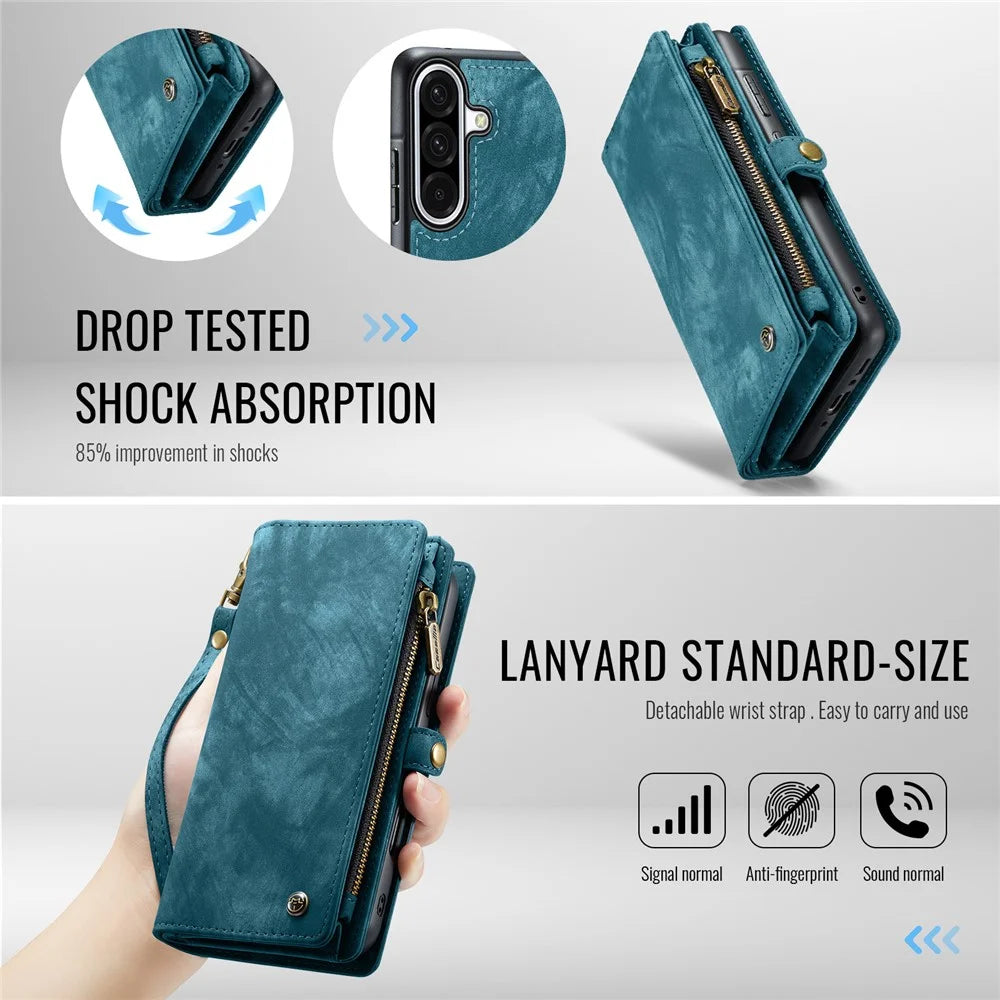 CASEME 008 For Samsung Galaxy A56 5G Phone Cases Leather Cover with Detachable Wallet and Strap - Blue - 4