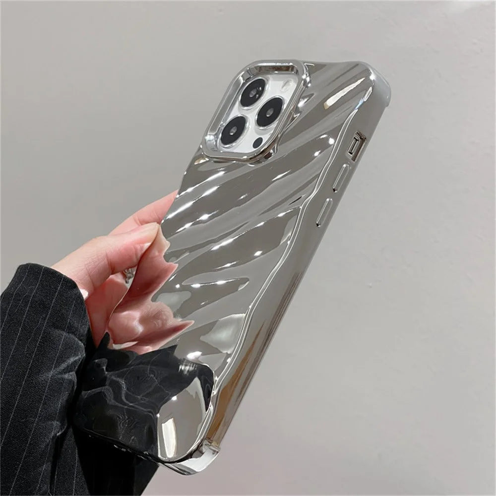 For iPhone 16 Pro Max Case Wave Texture TPU Shockproof Phone Cover - 3