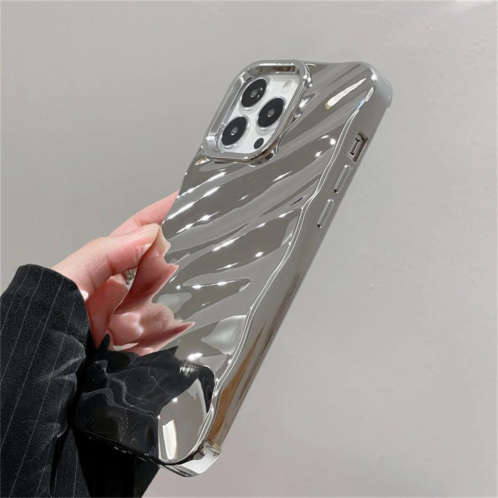 For iPhone 14 Pro Max  Case Wave Texture TPU Shockproof Phone Cover - 1