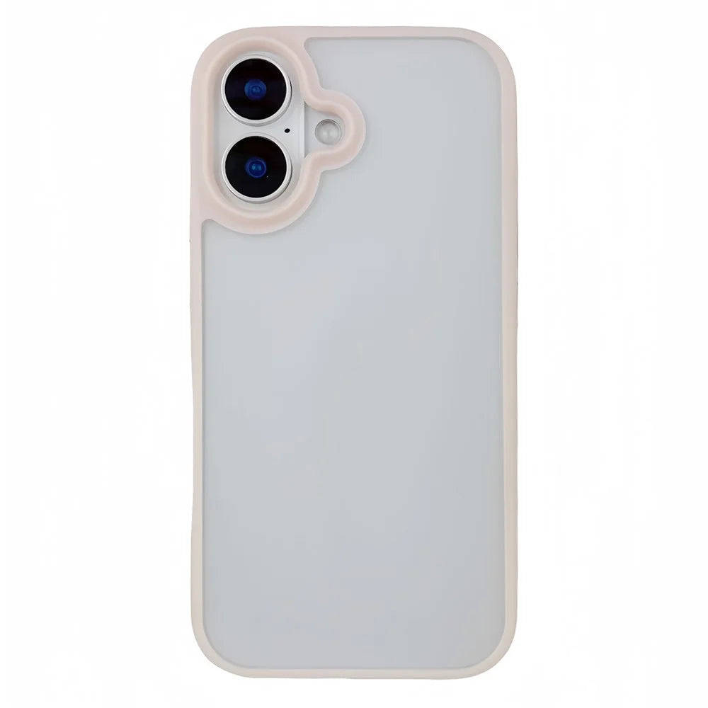 For iPhone 16 Plus Case Curved Frame PC + TPU Phone Cover Anti Drop Protection - Pink - 1