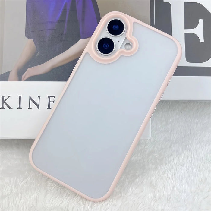 For iPhone 16 Plus Case Curved Frame PC + TPU Phone Cover Anti Drop Protection - Pink - 2