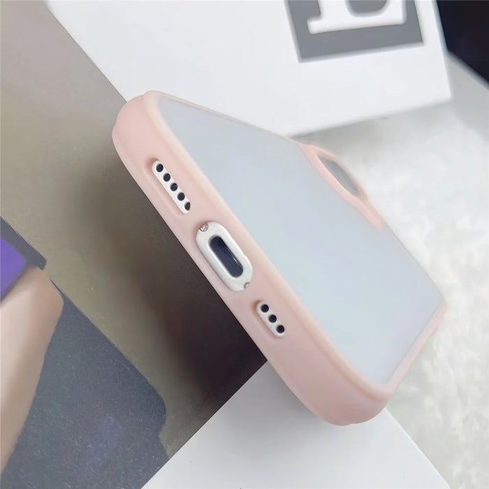 For iPhone 16 Plus Case Curved Frame PC + TPU Phone Cover Anti Drop Protection - Pink - 5