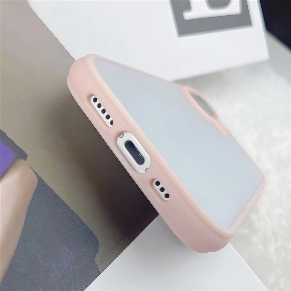 For iPhone 16 Case Curved Frame PC + TPU Phone Cover Anti Drop Protection - Pink - 5