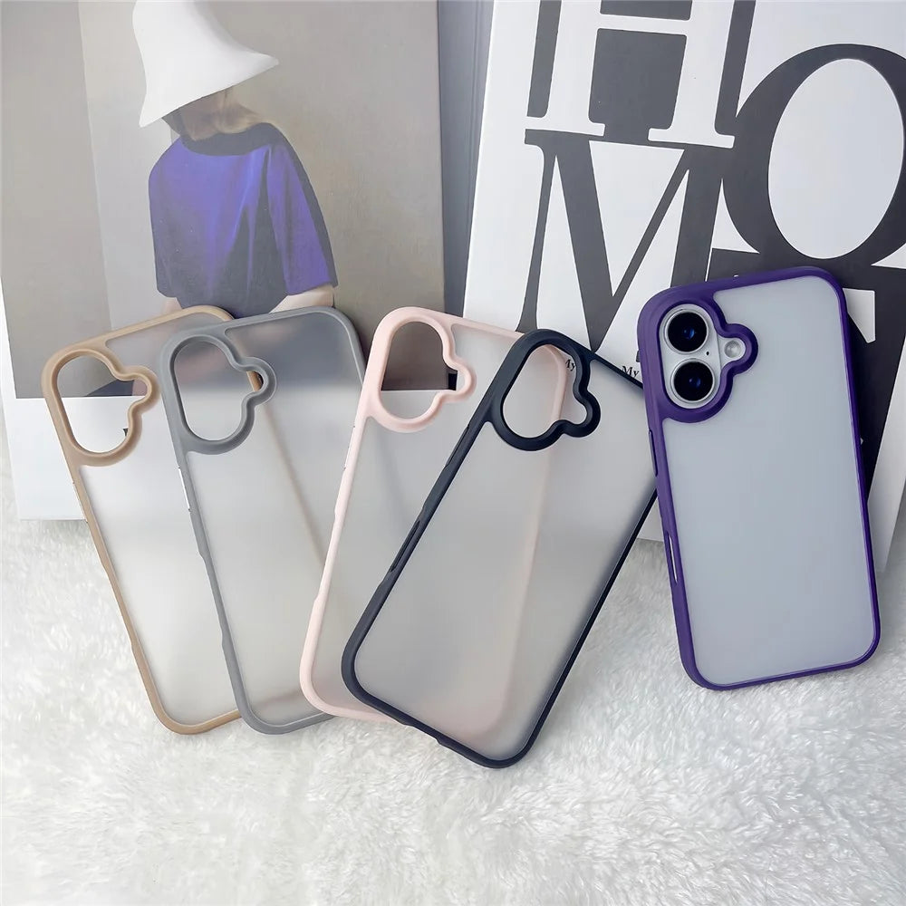 For iPhone 16 Case Curved Frame PC + TPU Phone Cover Anti Drop Protection - Pink - 6