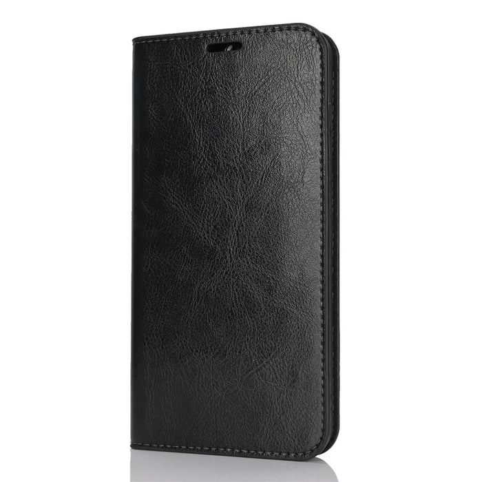 For Samsung Galaxy S25 Case Crazy Horse Texture Split Leather Wallet Phone Cover - Black - 7