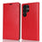 For Samsung Galaxy S25 Ultra Case Crazy Horse Texture Split Leather Wallet Phone Cover - Red - 1