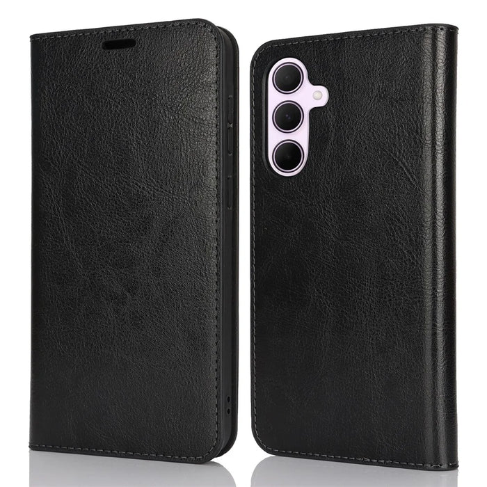 For Samsung Galaxy A56 5G  /  A36 5G Case Crazy Horse Texture Split Leather Wallet Phone Cover - Black - 1