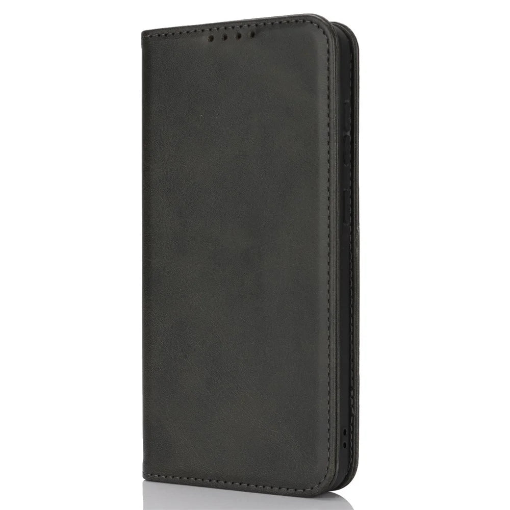 For Samsung Galaxy A56 5G  /  A36 5G Case PU Leather Calf Textured Magnetic Closing Smart Phone Cover - Black - 7