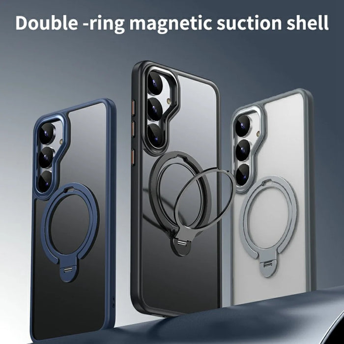 For Samsung Galaxy S25+ Phone Magnetic Case Kickstand Matte Back Cover - Black - 2