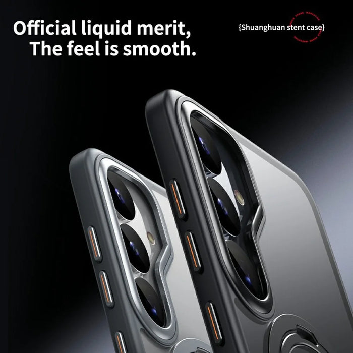 For Samsung Galaxy S25+ Phone Magnetic Case Kickstand Matte Back Cover - Black - 6