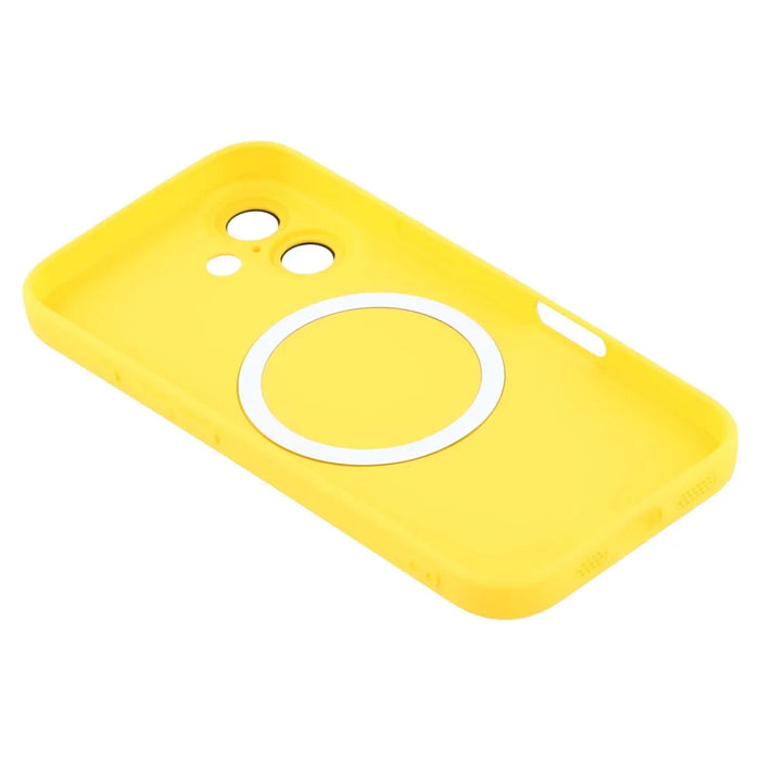 For iPhone 16 Plus Case Compatible with MagSafe Liquid Silicone Phone Cover with Tempered Glass Lens Protector - Yellow - 4