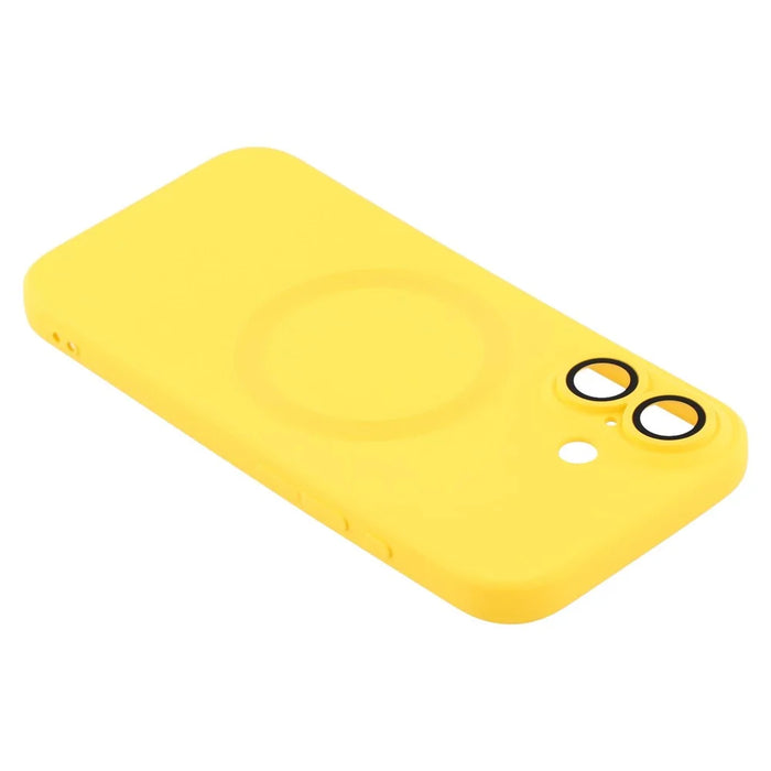 For iPhone 16 Plus Case Compatible with MagSafe Liquid Silicone Phone Cover with Tempered Glass Lens Protector - Yellow - 5