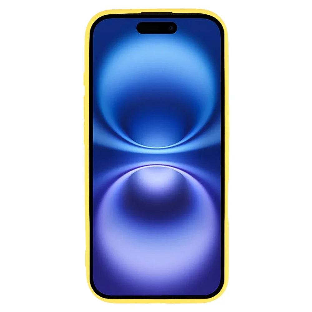 For iPhone 16 Case Compatible with MagSafe Liquid Silicone Phone Cover with Tempered Glass Lens Protector - Yellow - 2