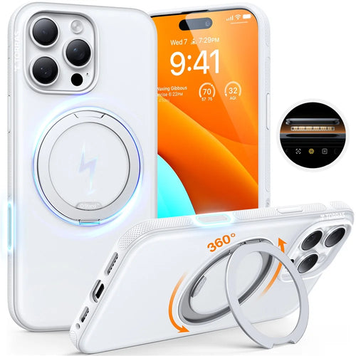 TORRAS Ostand O3 Fitness Series For iPhone 16 Pro Case Compatible with MagSafe TPU PC Kickstand Phone Cover (Amazon Packaging) - White - 1