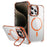 For iPhone 12 / 12 Pro Clear Phone Case with Lens Kickstand Cover Compatible with MagSafe - Orange - 1