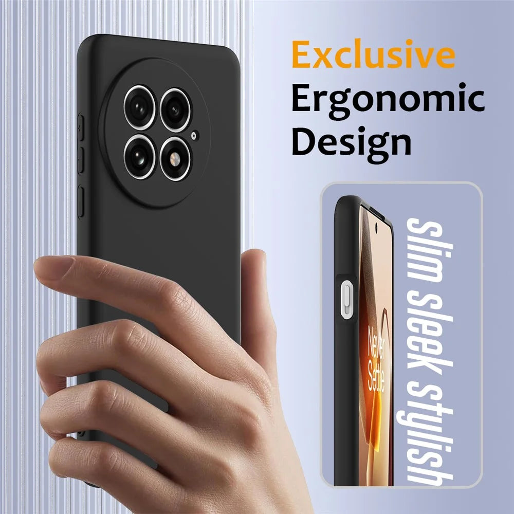 For OnePlus 13 Liquid Silicone Case with Strap Magnetic Case Phone Cover - Black - 5