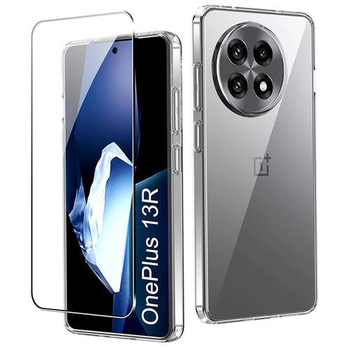 For OnePlus 13R 5G Clear TPU Anti-Scratch Phone Case + 2.5D Arc Edge Screen Protector - 1
