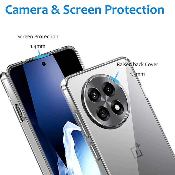 For OnePlus 13R 5G Clear TPU Anti-Scratch Phone Case + 2.5D Arc Edge Screen Protector - 4
