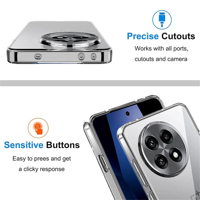 For OnePlus 13R 5G Clear TPU Anti-Scratch Phone Case + 2.5D Arc Edge Screen Protector - 6